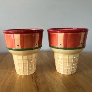 Vintage Pfaltzgraff Napoli Ice Cream Cone Ceramic Cups set of 2